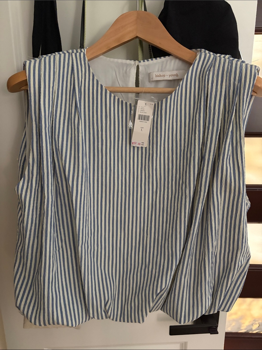 bishop + young Blue and White Striped Sleeveless Tank